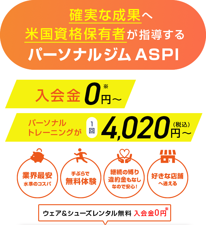 確実な成果へ米国資格保有者が指導するパーソナルジムASPI